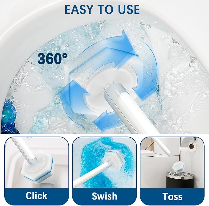 50 Pcs Disposable Toilet Brush Refills, Toilet Bowl Cleaning Wand Refills - Image 4