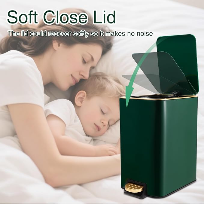 Small Bathroom Trash Can with Lid Soft Close, 1.8 Gallon Stainless Steel - Image 5