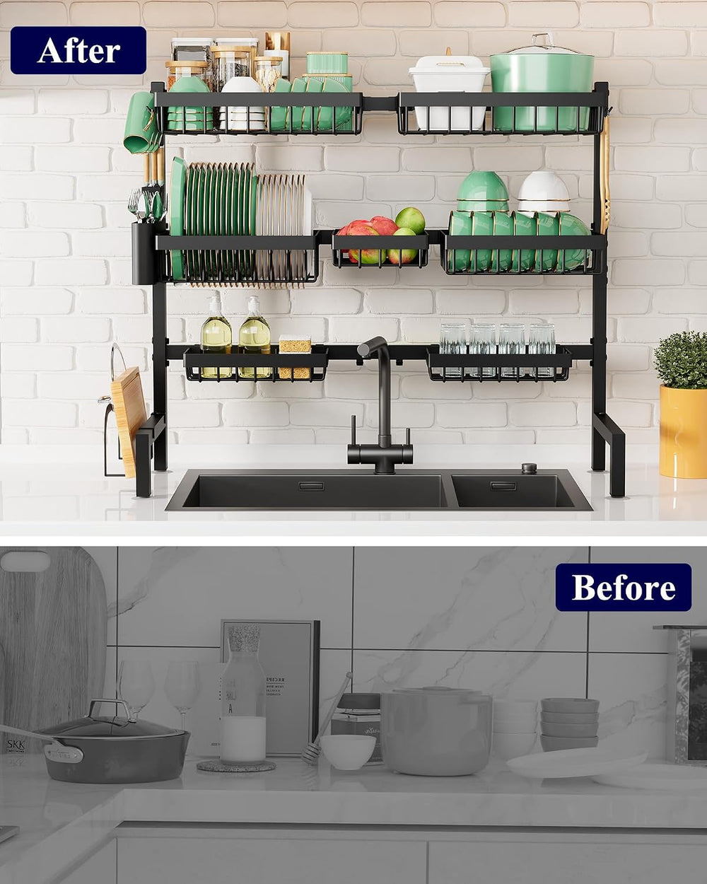 Kitsure Adjustable Over The Sink Dish Drying Rack, 31.5" -39.4" x 3...