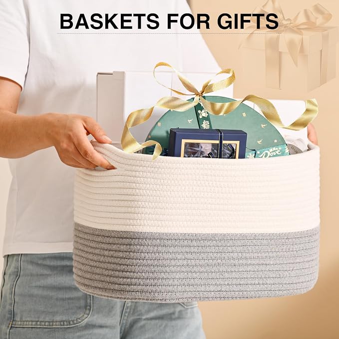 Woven Cotton Rope Storage Basket - Image 3
