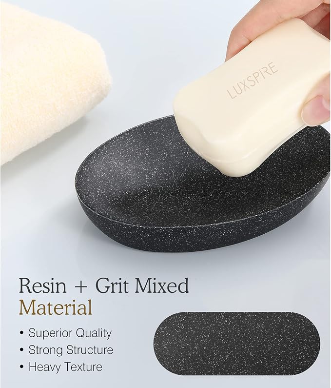 Luxspire Soap Dish, Resin Soap Tray Soap Holder Container Box, Marble Pattern - Image 2