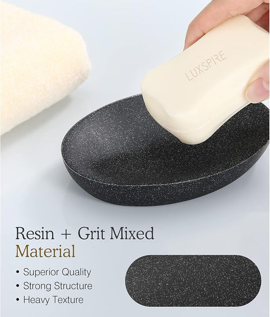Luxspire Soap Dish, Resin Soap Tray Soap Holder Container Box, Marble Pattern - Image 2