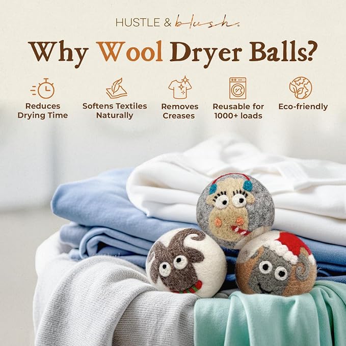 Fluff Ewes Wool Dryer Balls 3 Pack Premium New Zealand Wool Laundry Balls - Image 2