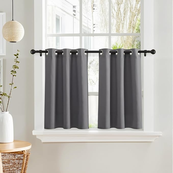 PONY DANCE Short Gray Blackout Curtains by PONYDANCE