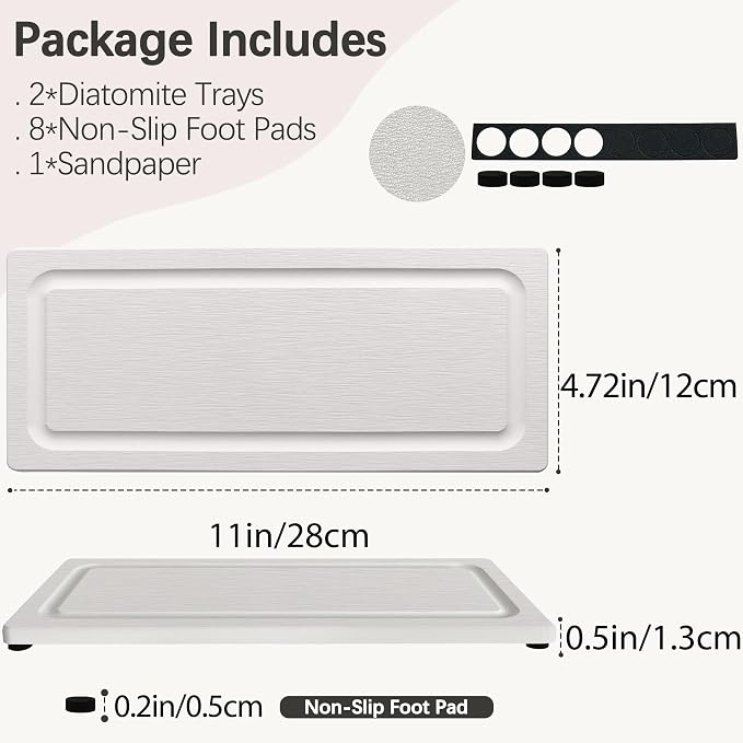 2 PCS Fast-Drying Stone Trays for Bathroom Sink & Kitchen Counter, Water - Image 4