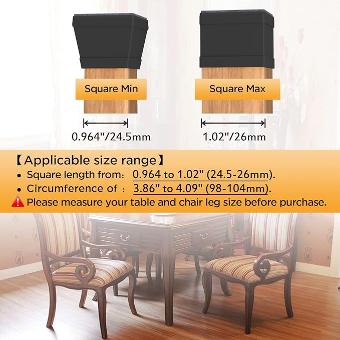 16 PCS Square Chair Leg Floor Protector, Silicone Chair Leg Cover, Furniture - Image 4