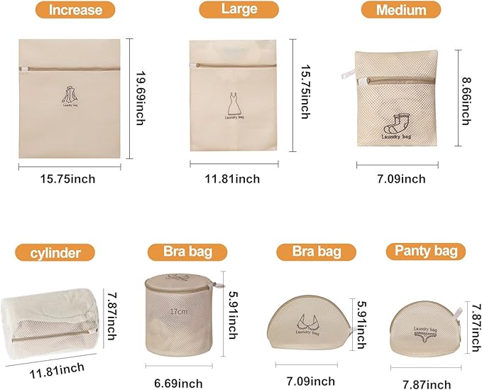 Mesh Laundry Wash Bags Set, 7 Piece Set of Laundry Bags - Image 2