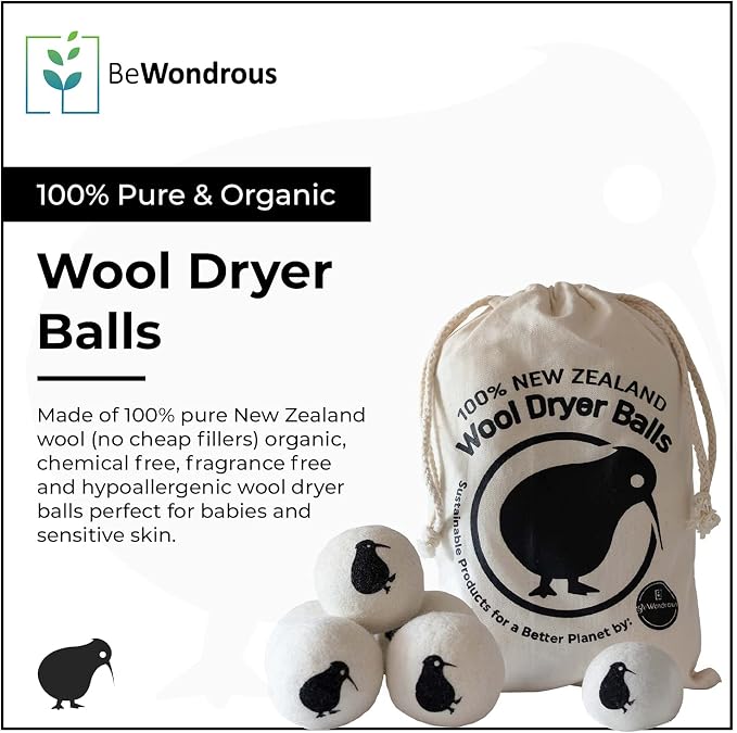 Wool Dryer Balls XL, 100% New Zealand Organic Wool - Image 4