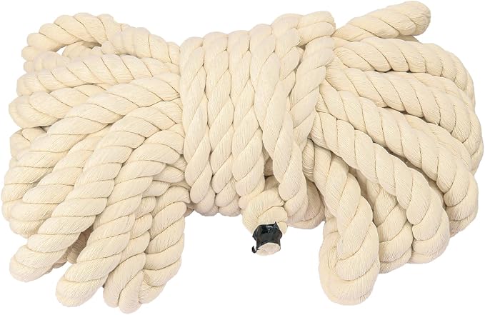 20mm Diameter Natural Twisted Cotton Rope, 49 Feet Length Premium Adult by IHDYPPEW