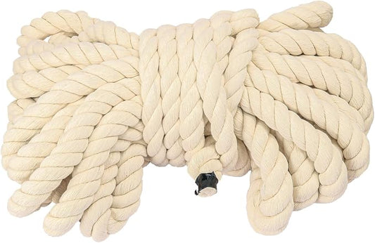20mm Diameter Natural Twisted Cotton Rope, 49 Feet Length Premium Adult by IHDYPPEW