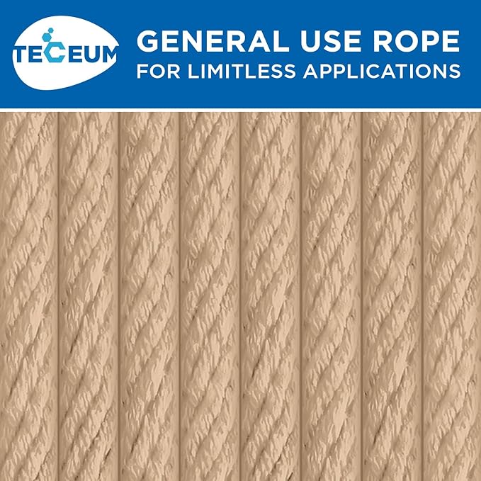 TECEUM Cotton Rope 3/16” – 50 FT – Strong All-Purpose Braided Rope – Natural - Image 9