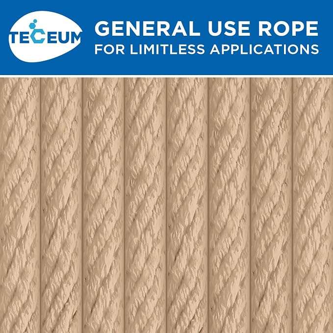 TECEUM Cotton Rope 3/16” – 100 FT – Strong All-Purpose Braided Rope – Natural - Image 9