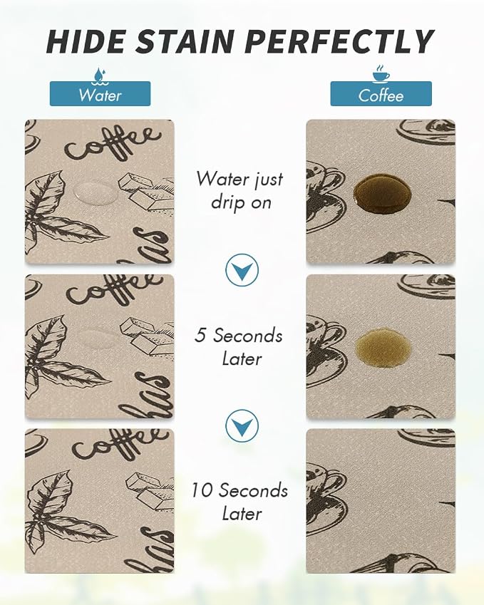 AMOAMI Coffee Mat Hide Stain Rubber Backed Absorbent Dish Drying Mat - Image 3