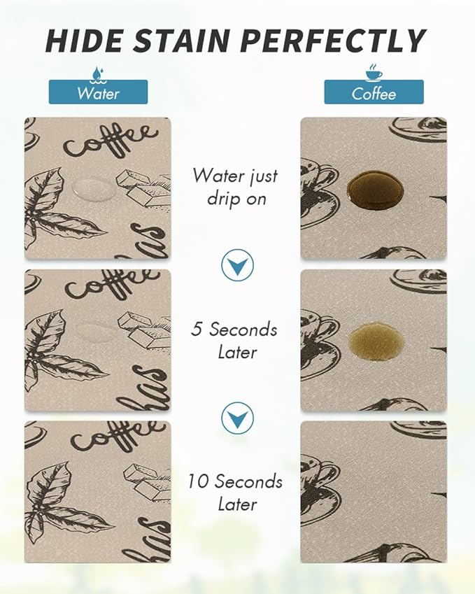 AMOAMI Coffee Mat Hide Stain Rubber Backed Absorbent Dish Drying Mat - Image 3