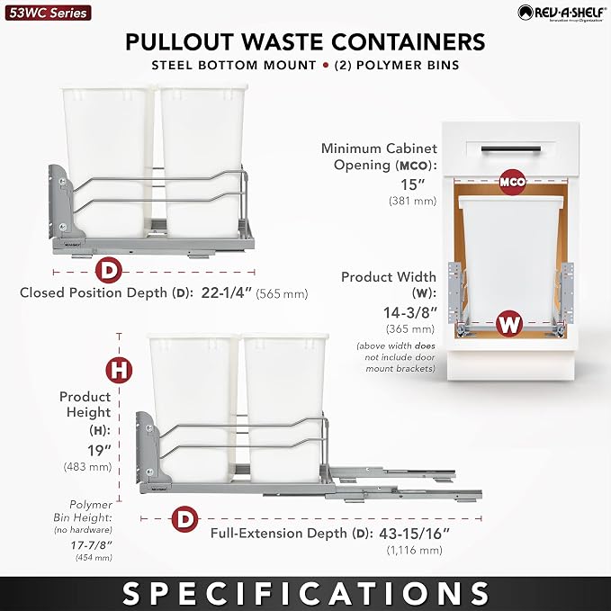 Rev-A-Shelf Double Pullout Trash Cans - Image 4