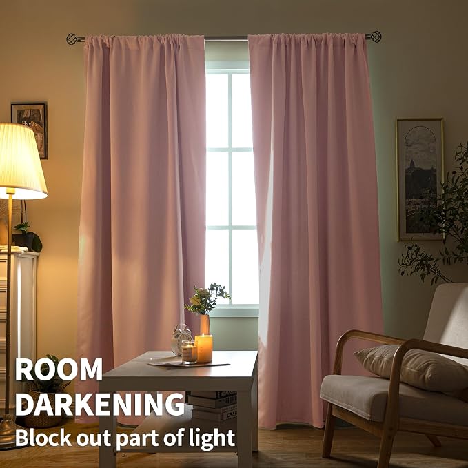 BGment Baby Pink Room Darkening Curtains - Image 2