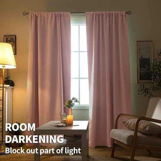 BGment Baby Pink Room Darkening Curtains - Image 2