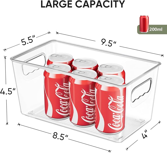 BALEINE Clear Plastic Storage Bins, Pantry Organization, BPA Free Stackable - Image 2