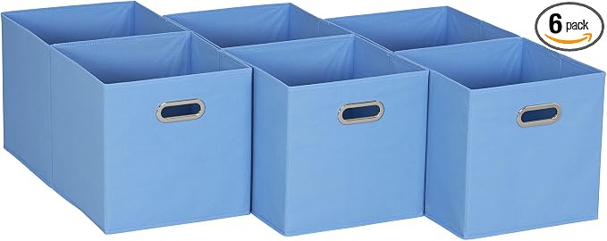 Household Essentials, Light Blue 6 Pack Fabric Storage Bins by HouseholdEssentials
