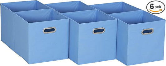 Household Essentials, Light Blue 6 Pack Fabric Storage Bins by HouseholdEssentials