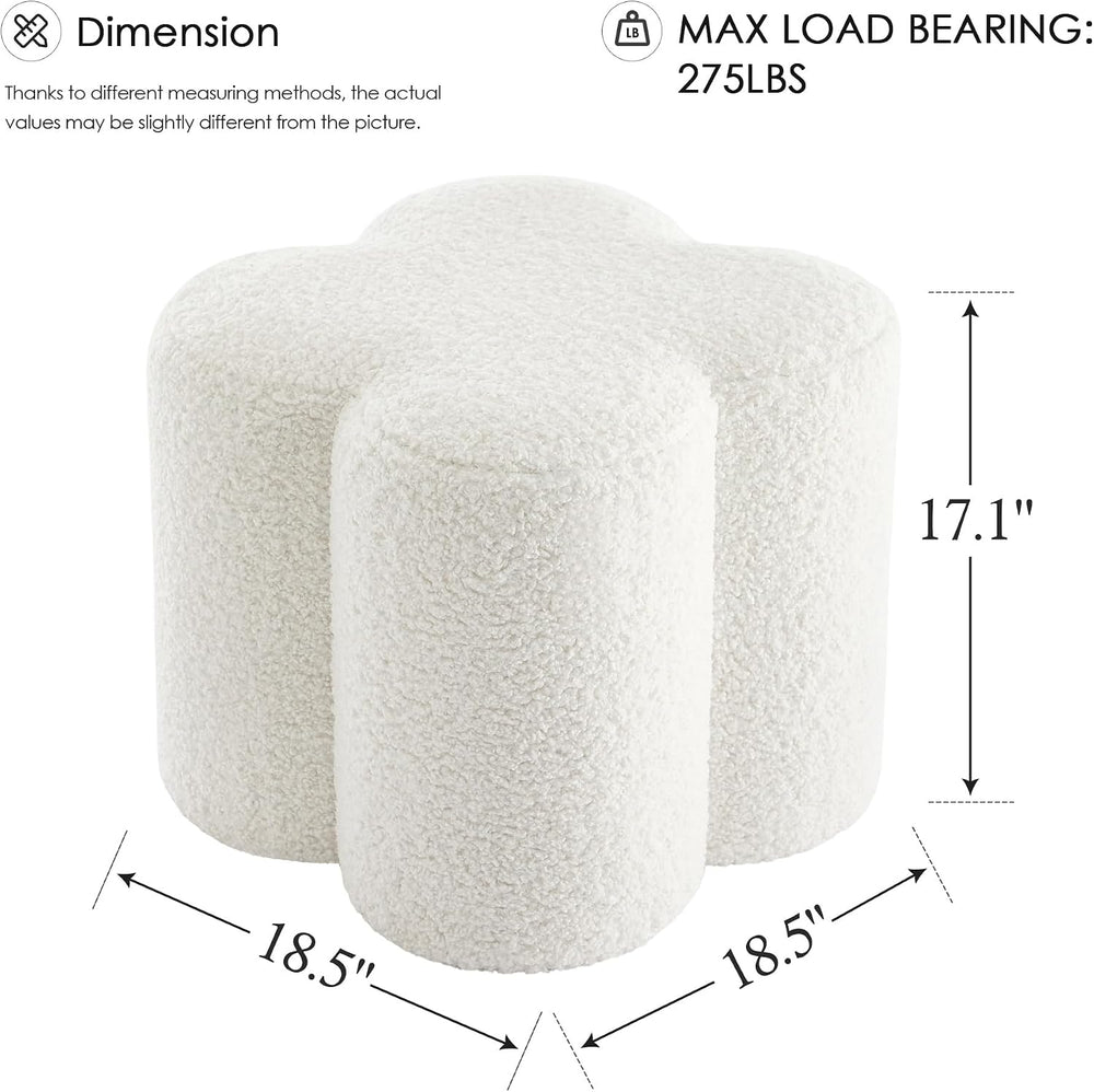 Zesthouse Flower Pouf Ottomans Foot Rest Set of 2, Boucle Poofy Ottomans