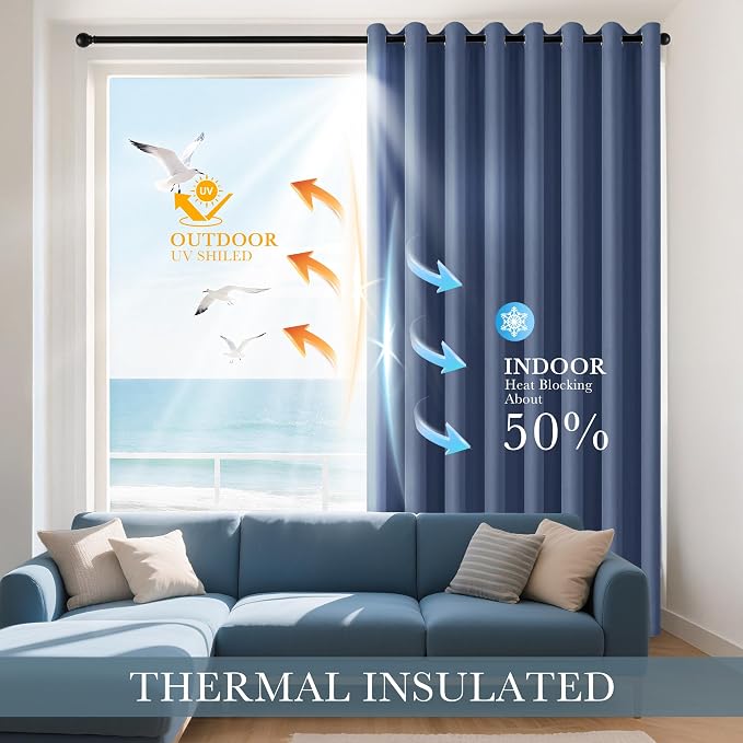 PONY DANCE Stone Blue Blackout Curtains - Image 3