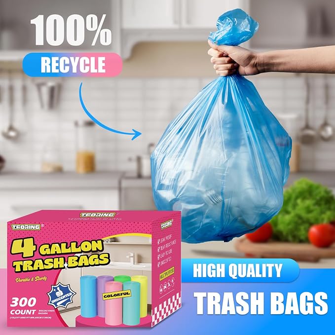 300 Count 4 Gallon Small Trash Bags - Image 6
