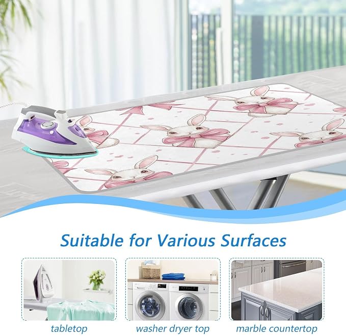 Easter Bunny Bows Pink Ironing Mat Thickened Ironing Blanket Travel Portable - Image 5