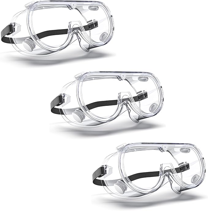 Anti-Fog Indirectly Vented Lab Safety Goggles Over Glasses by EinKau