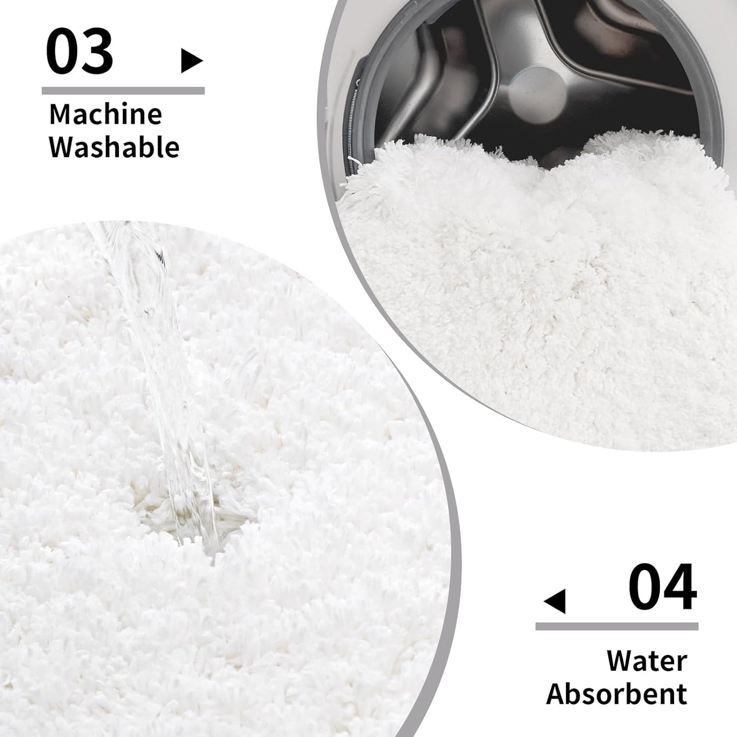 Disolla White Bathroom Rug 17x24 - Non-Slip Plush Small Bath Mat, Highly Absorbent & Ultra Soft Fluffy Floor Mat, Machine Washable for Shower and Tub