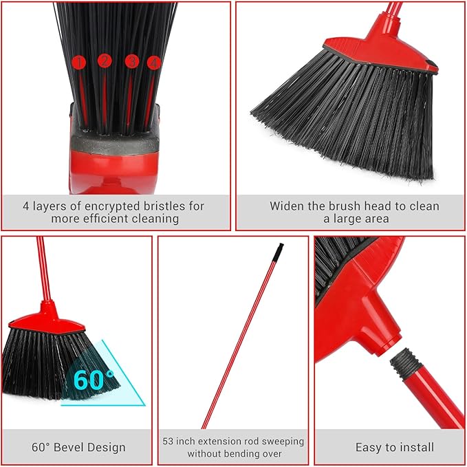 WILLBOND 20 Pcs Heavy Duty Broom Outdoor Indoor Commercial Angle Brooms Bulk - Image 3