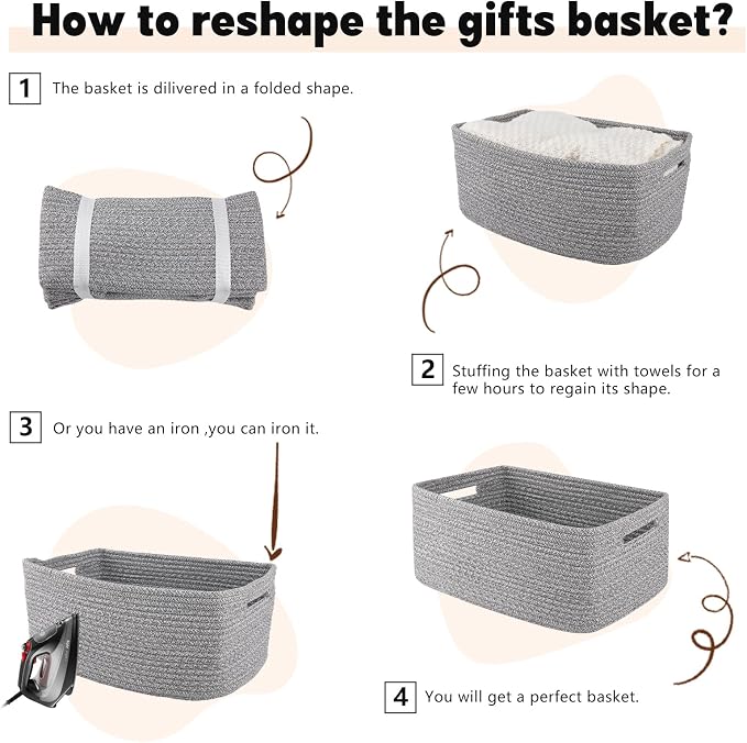 OIAHOMY Storage Basket for Shelves, Closet Cube Storage Bins Baskets for - Image 7