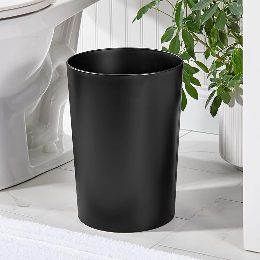 mDesign Stainless Steel Round Metal Trash Can, Small 4 Gallon Wastebasket - Image 2