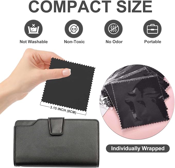 SEVENWELL 50pcs Jewelry Cleaning Cloth Black Polishing Cloth - Image 2