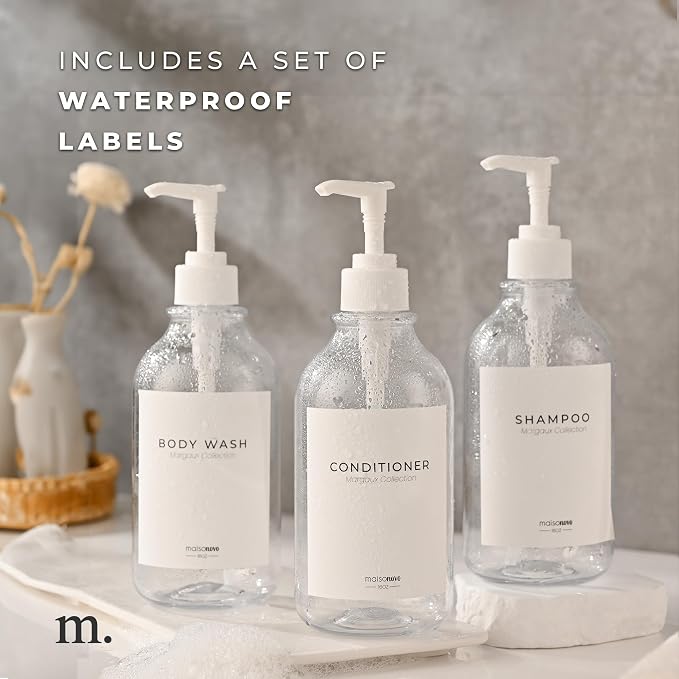 MaisoNovo Refillable Shampoo and Conditioner Bottles | 16.9 fl oz Set of 3 - Image 6