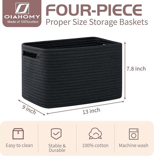 OIAHOMY 4 Pack Storage Baskets for Organizing, Cube Storage Bins for Shelves - Image 2