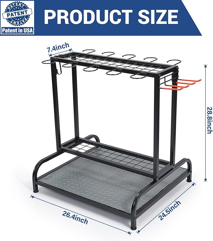 Garden Tool Organizer, Yard Tools Rack Holds 55 Long-Handled Tools/Rakes/Brooms - Image 7