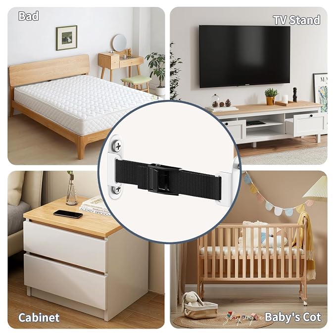 Furniture Anchors（2 Sets）for Baby Proofing Removable Anti Tip Furniture Anchors - Image 5