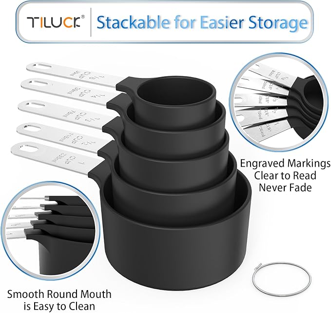 TILUCK Measuring Cups & Spoons Set, Stackable Cups and Spoons, Nesting Measure - Image 4