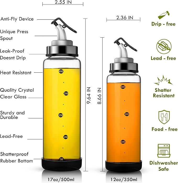 Olive Oil Dispenser Bottle for Kitchen Shatterproof Glass Bottle - Image 7