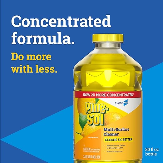 Pine-Sol Multi-Surface Cleaner, 2x Concentrated Formula, Lemon Fresh, 80 Fl Oz - Image 2