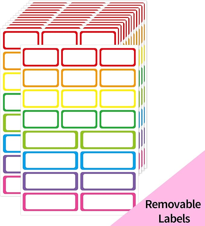 STARLIBOO Colored Labels, Removable Labels Stickers, Self-Adhesive Rectangular by STARLIBOO