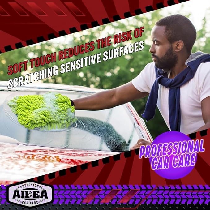 AIDEA Car Wash Mitt Microfiber, 1PK-Scratch-Free& Lint-Free, Premium Chenille - Image 4