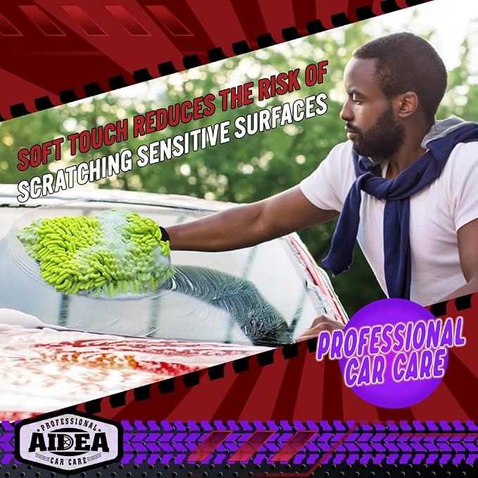 AIDEA Car Wash Mitt Microfiber, 2PK-Scratch-Free& Lint-Free, Premium Chenille - Image 4