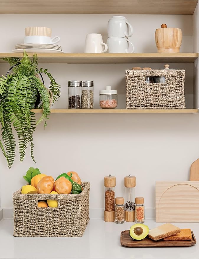StorageWorks Wicker Storage Baskets, Large and Small Baskets, Handwoven - Image 7