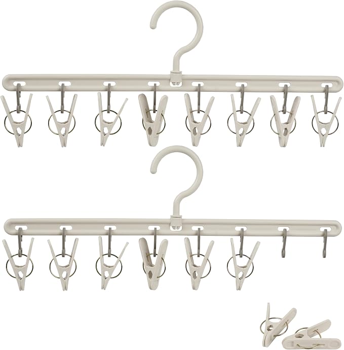 Clothes Hanger 2 Pack with 8 Clips, Clothes Drying Racks Windproof - Image 3