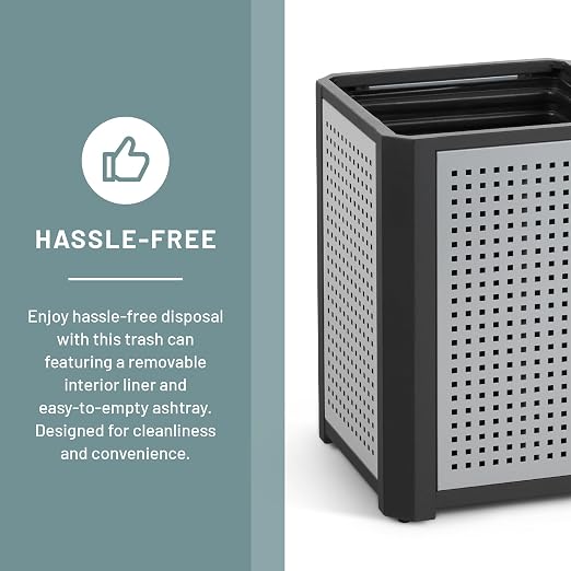 Safco Evos Steel Trash Can, 15 Gallons, Indoor and Outdoor Use, Heavy Duty - Image 3