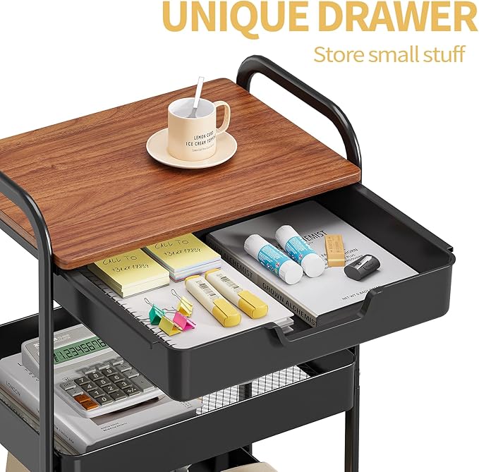 TOOLF 3-Tier Utility Rolling Cart - Image 3