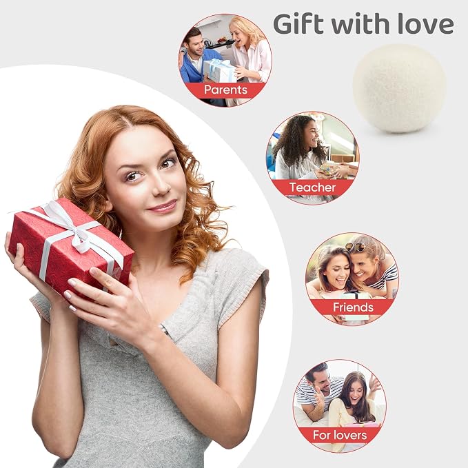 Wool Dryer Balls 6 Pack, Natural Fabric Softener, Dryer Balls Laundry Reusable - Image 7