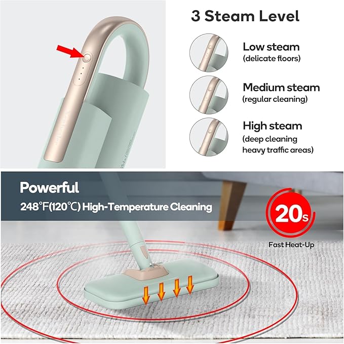 Newbealer Steam Mop & Detachable Handheld Cleaner, 250ml 1200W Powerful Floor - Image 2